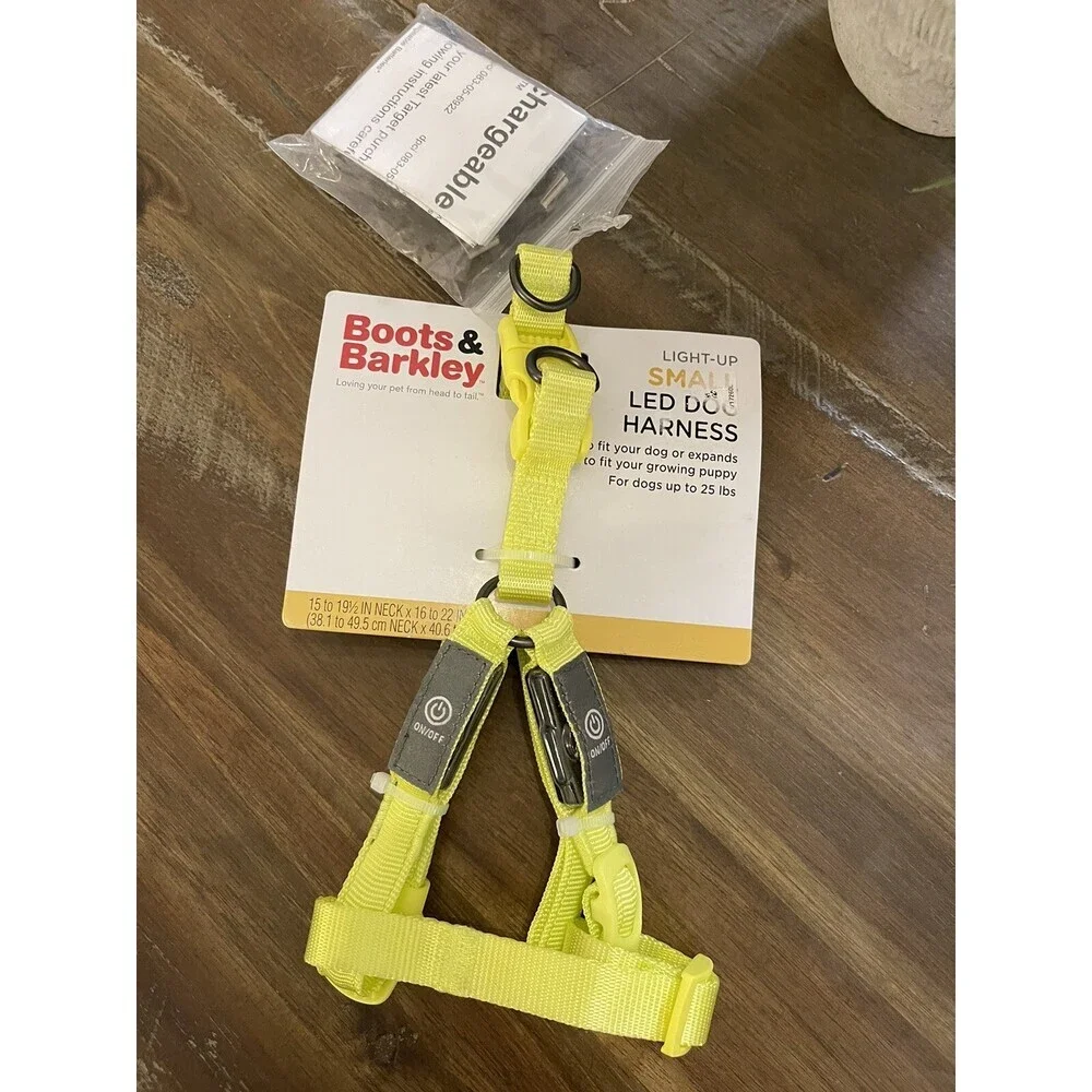 Boots & Barkley Light-Up LED ~Small Dog Harness~Rechargeable ~3 light patterns